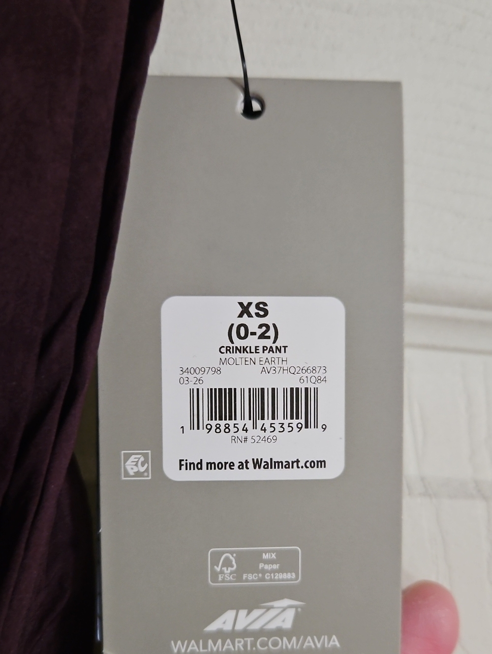 Avia Crinkle Pants with Pleated Knees: MOLTEN EARTH: NEW WITH TAGS: XS (0-2) - Picture 2 of 4